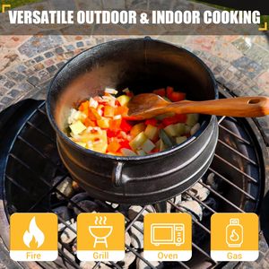 Caldero Potjie de hierro fundido Olla de Horno Holandés de 3 patas con tapa-Incluye elevador de tapa y soporte - Product Image 3