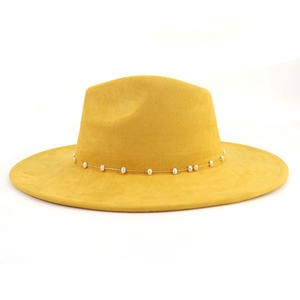 Chapeaux Fedora en daim décontractés à large bord pour femmes et hommes, 100% polyester, vierges, pour <span class=keywords><strong>les</strong></span> fêtes en plein air, l'église, <span class=keywords><strong>les</strong></span> chapeaux Panama - Product Image 4