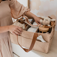 Feutre teddy tissu nappy caddie couche caddy organisateur bébé panier organisateur avec poignée en cuir pour nouveau bébé cadeau