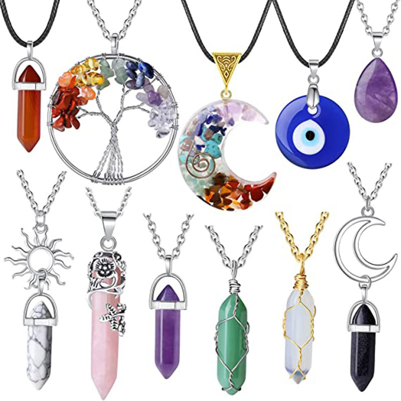 New Trendy Natural Stone Chakra Necklace