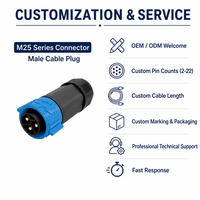 Connecteur étanche IP67 multi-contacts M25 résistant aux vibrations et à la corrosion pour batterie de stockage d'énergie LED et onduleur