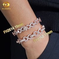 Bracelet en Moissanite plaqué or rose avec grande pierre brillante de 11 mm et 10 mm, motif croix et chaîne cubaine Infinity
