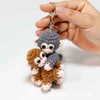 Porte-clés singe en peluche mignons, faits main au crochet et tricotés, décorations de bureau, accessoires pour sacs à dos