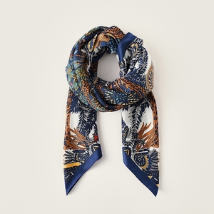 Women Silk Feeling Square Scarf Vintage Jungle Tree Print Large Satin Neck Scarf Fashion Lady Shawl <b>Wrap</b> Headscarf for Daily Use - Product Image 6