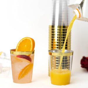 Fancy Wholesale Disposable Wedding <b>Gold</b> <b>Rimmed</b> Clear Hard Plastic Cups PS Wine <b>Glasses</b> for Birthday Party Wedding - Product Image 2