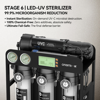 Système RO sans réservoir 600 GPD OEM/ODM à 6 étapes sous évier avec filtres à eau pour la consommation domestique et moniteur TDS par osmose inverse