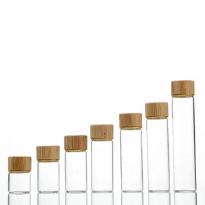 Con coperchio per venature del legno lunghezza più lunga sottile bottiglia in borosilicato da 22mm 20ml 30ml 50ml vaso per tubo di vetro a fiori secchi per contenitore per il tè