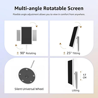 Tablet TV portabel, Monitor layar sentuh portabel dengan dudukan, TV pintar layar sentuh nirkabel, dioperasikan baterai 9000 MAh, 8 + 128GB