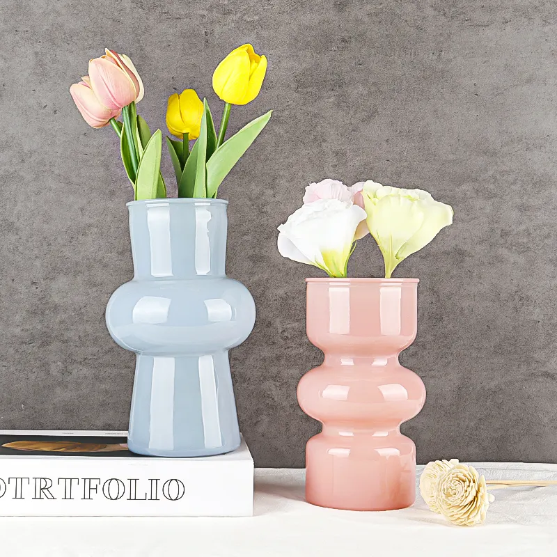 Vas bunga kaca pernikahan, bentuk unik mewah warna-warni untuk dekorasi meja