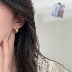 S925 Sterling <b>Silver</b> Huggie Earrings Geometric Wave Pattern Women's Fashion <b>Stud</b> Everyday Wear - Product Image 3