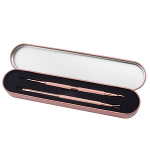 2pcs לכל סט מניקור כלי פרטי לוגו פלדה נירוסטה עלה זהב cuticle הסרת ציפורניים - Product Image 3