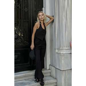 Ensemble veste et pantalon noirs pour femmes, accessoires de costume en gros - Product Image 3