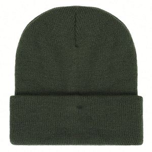 100% Acrylic Solid Color Plain Knitted Beanie <b>Hat</b> with Custom Logo Embroidery Wholesale From Manufacturers - Product Image 5