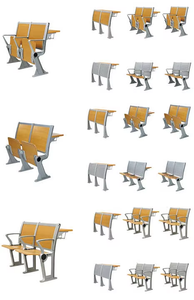 Chaise de conférence et de salle de classe au design moderne, stable, en bois, avec tablette et accoudoir, idéale pour les salles de conférence et les amphithéâtres. - Product Image 6