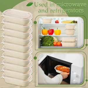 Contenitore per Alimenti Caldi <span class=keywords><strong>in</strong></span> Bagassa per <span class=keywords><strong>Microonde</strong></span> e Congelatore, Scatola per Catering e Pranzo da Asporto, Contenitore Alimentare Biodegradabile Usa e Getta con Due Scomparti Sicuri - Product Image 3