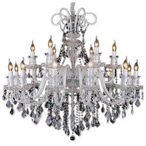 <b>Crystal</b> <b>Chandelier</b> E26 Bulb Base 3500K Warm White LED Light Source Stainless Steel Adjustable Height Remote Control Pendant - Product Image 1
