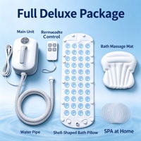 Ensemble de massage à bulles pour baignoire Molink AS-99 Deluxe avec unité principale blanche, poignée de transport, tapis à bulles, tuyau d'eau et télécommande filaire