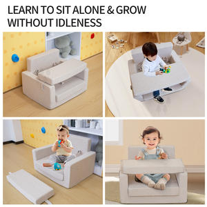 Siège de soutien d'activité amovible en tissu de lin minimaliste 2-en-1 Canapé-<span class=keywords><strong>chaise</strong></span> pour enfants pour chambre à coucher, salle à manger, bébé pour le salon - Product Image 4