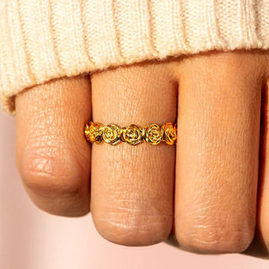 Anello Floreale a Forma di Rosa per Donne, Elegante Stile Giardino, Regolabile, Accessorio di Moda - Product Image 1