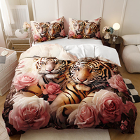 Ensemble de literie léopard tigre Ensemble de housse de couette sauvage doux et confortable à imprimé léopard et tigre exotique