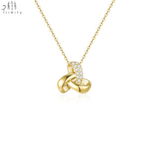 Grossiste de bijoux fins de Hong Kong, nouvelle collection de pendentifs en or massif 18 carats avec diamants naturels, série nœuds entrelacés, cadeau pour femme. - Product Image 3