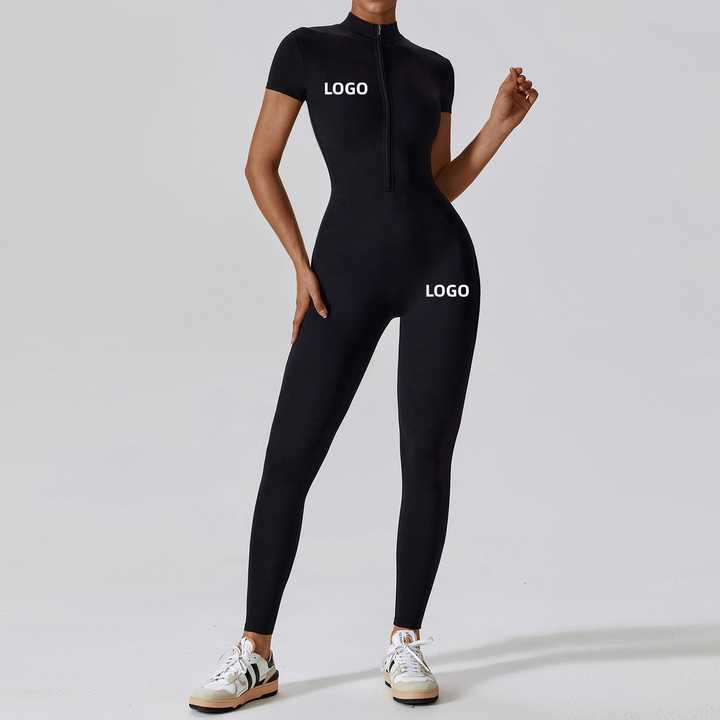 Lightweight Zipper Front Fitted Workout Jumpsuit