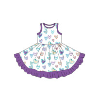 Vente en gros Nouvelle conception Robe pour enfants de haute qualité pour filles Imprimé cœur Robes imprimées Vêtements pour enfants filles