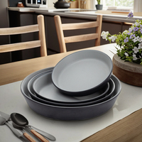 Offre Spéciale – Ensemble d'Assiettes Rondes Profondes Grises et Noires en Plastique Écologique de Haute Qualité pour Restaurants et Fêtes