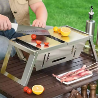 Gril portable en acier inoxydable Gril extérieur en carbone épaissi et pliable Petit poêle à brochettes pliable pour la maison