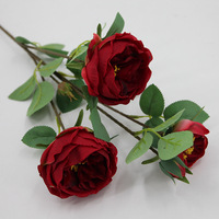 Tige de rose artificielle Austin, 4 têtes, fleurs artificielles en soie au toucher réel, fausses roses pour bouquet de mariage, décoration de fête à domicile, vente en gros