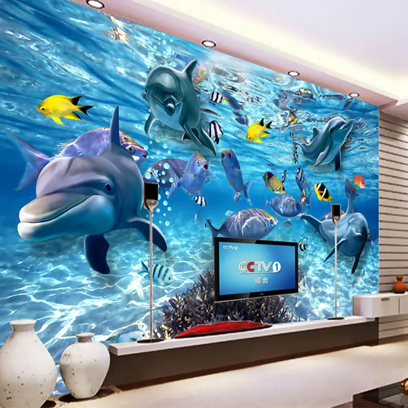 Custom 3D Photo Wallpaper Underwater World Dolphin Fish Children Room Bedroom Living Room TV Decoration Wall Mural Wallpaper