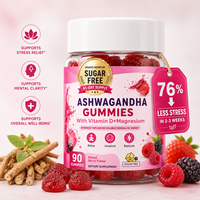 Gummies à l'ashwagandha pour améliorer l'immunité, avec magnésium + vitamine D, 90 unités, sans sucre, végétaliennes, durée de conservation de 24 mois, OEM ODM