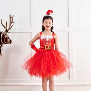 Robe de Noël rouge pour enfants avec tutu et accessoires de tête, tenue de Père Noël pour filles, collection 2026, offre spéciale - Product Image 3