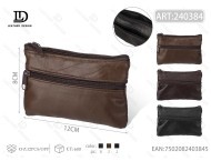 Portamonete in Vera Pelle con Tre Cerniere, Portafoglio Unisex Minimalista da 7 Pollici con Fodera in Poliestere - Product Image 1