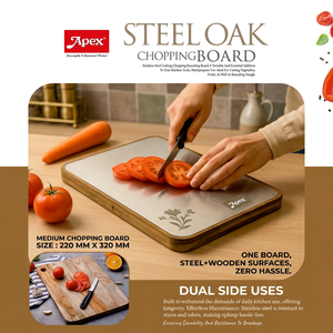 Planche à découper en chêne ANAX avec cadre en acier inoxydable, planche à pétrir polyvalente pour la cuisine - Product Image 3