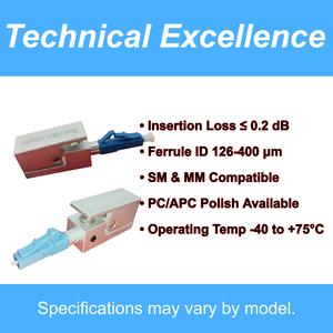 Adaptateur de fibre nue ZIFONIC LC, compatibilité SC/FC/ST, garantie de 13 mois, plage de fréquences 850/1310/1550 nm pour connecteur rapide - Product Image 3
