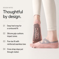 Chaussettes de yoga à cinq doigts OEM, antidérapantes, fines, en coton, pour l'été, pour le sport et le fitness en intérieur, chaussettes de Pilates pour femmes