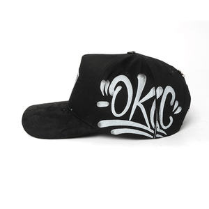 Gorra de béisbol de algodón con parche de baloncesto de chenilla, bordado <span class=keywords><strong>3D</strong></span> de diamantes de imitación, efecto grafiti y detalles de rayo, <span class=keywords><strong>para</strong></span> hombre - Product Image 5