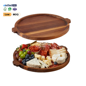 Nouveau <span class=keywords><strong>plateau</strong></span> rond en bois d'acacia minimaliste, très vendu, avec poignées, assiette à dîner, <span class=keywords><strong>plateau</strong></span> de service en bois pour la maison, l'hôtel, le restaurant - Product Image 1