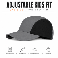 Casquette de baseball pour enfants avec logo personnalisé, 5 panneaux, blocs de couleurs, pour tout-petits, garçons et filles, réglable, protection solaire, vente en gros, fournisseur OEM