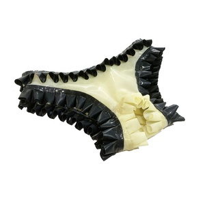 Culotte en latex naturel pour femmes, string en caoutchouc violet et noir, culotte grande taille, personnalisée, faite à la main, orange et noire, meilleur prix - Product Image 1