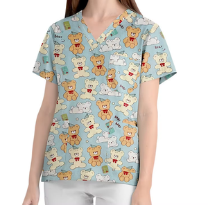 Đồng phục thoáng khí Womens thiết yếu mát mẻ căng Jogger chà thiết lập với thường xuyên và Petite kích thước y tế đồng phục in - Product Image 3