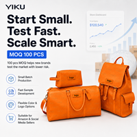 Juego de 3 Piezas de Bolsa de Viaje de Piel Sintética con Logotipo Personalizado YIKU, MOQ 100, Impermeable, Bolsa de Lona, Bolsa de Cosméticos, Bolsa de Viaje de Fin de Semana