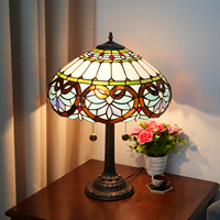 Tiffany lampe de table bleu baroque vitrail fleur Liaison Style lecture bureau chevet lumière décor chambre salon bureau