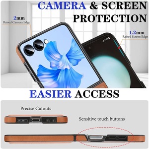 Bolsa de tarjeta magnética multifuncional plegable de lujo, funda de teléfono de cuero PU a prueba de golpes para Samsung <span class=keywords><strong>Zflip</strong></span> 7 5 4 3, funda de TPU - Product Image 4