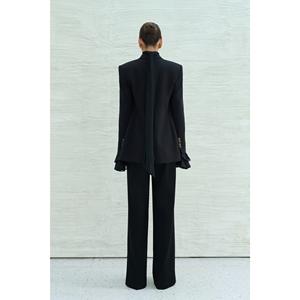 Blazer de Alta Costura para Mujer, Color Blanco, Modelo RIAN con Solapas, Tejido de Rayón y Elastano, Blazer Cruzado para Mujer - Product Image 1