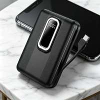 Batterie externe magnétique portable sans fil 5000/10000mAh avec support intégré, charge rapide 20W, chargeur 3-en-1 avec double câble