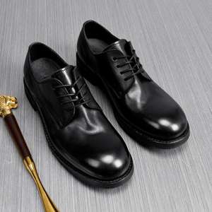 Chaussures Derby anglaises, finition laquée, cuir véritable brillant, design gravé, robustes, légères, imperméables pour l'automne - Product Image 6