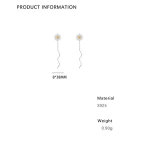 S925 Pure Sterling <strong>Silver</strong> <strong>Daisy</strong> Flower Ear Line <strong>Earrings</strong> for Women Jewelry Accessories YB-XY-294 - Product Image 6