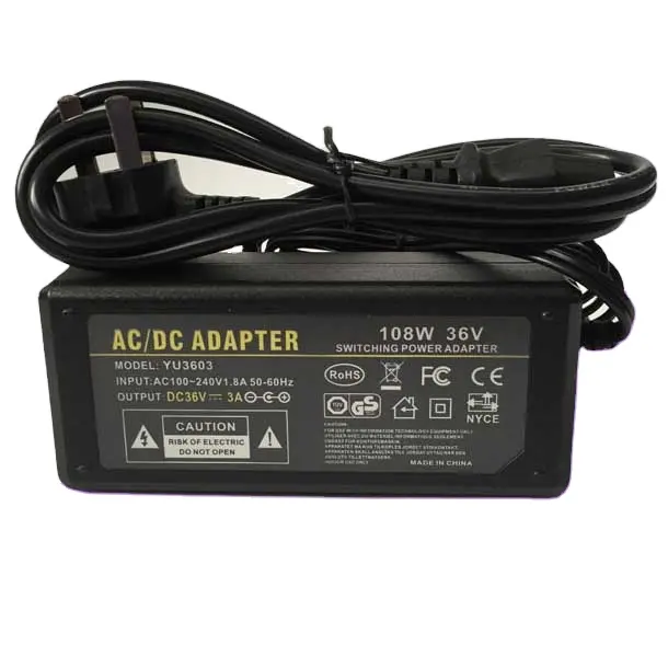 Adaptateur de bureau AC à DC 36v 2a 3a 4a 72w 108w 144w adaptateur d'alimentation avec câble ac